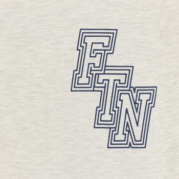 تي شيرت كم طويل رمادي بطبعة رسالة للأولاد.